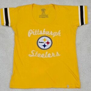 47 Brand Pittsburgh Steelers Yellow Womens XLarge Scoop Neck T Shirt